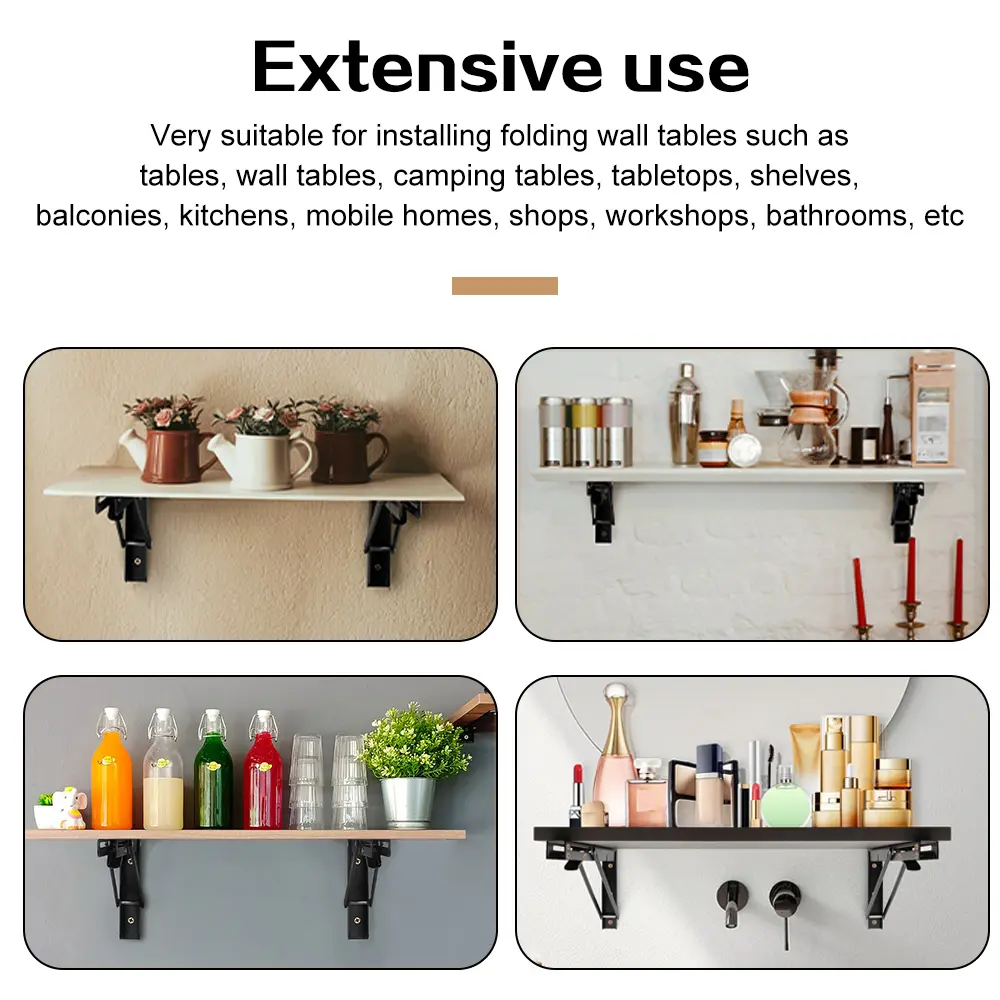 2pcs Folding Shelf Brackets Heavy Duty Stainless Steel Collapsible Shelf Bracket Shelves Storage Rack Steel Bracket