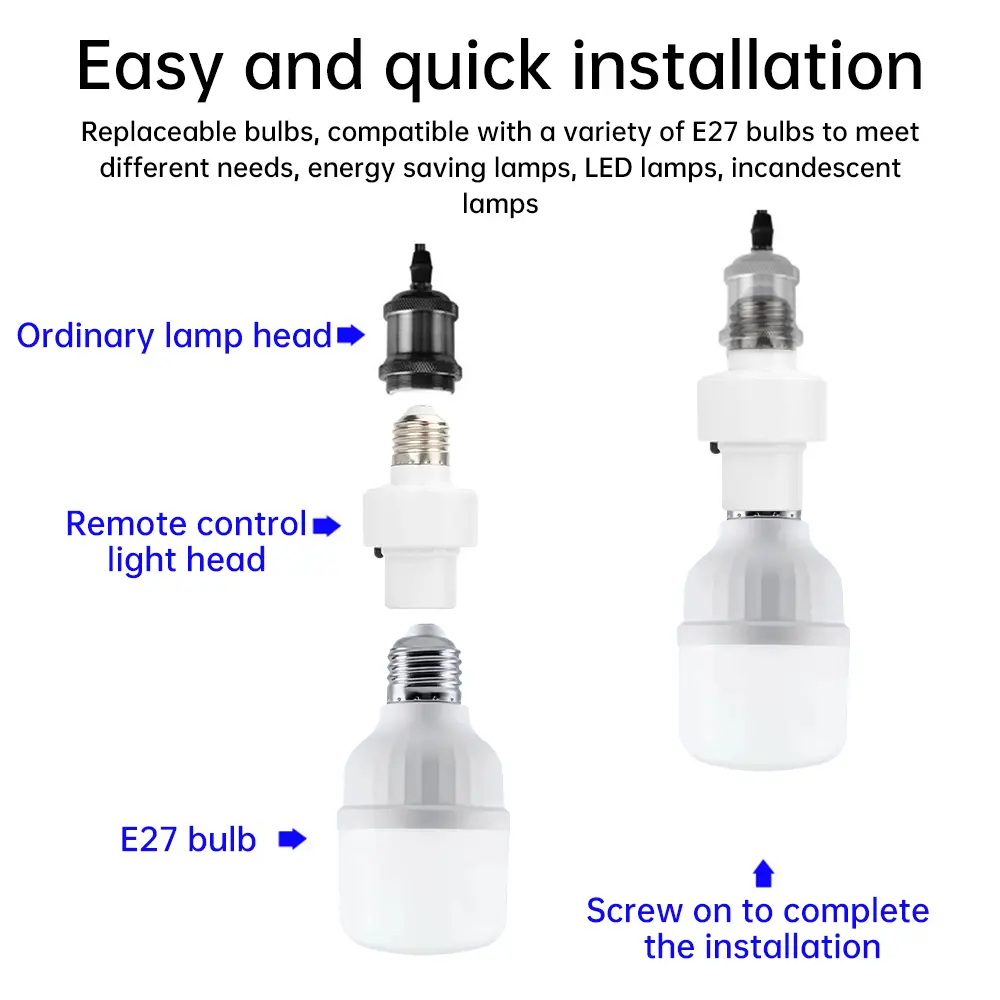 AC85~265V 100W E27 Lamp Holder Wireless Remote Control Lamp Socket 5-60min Timing With Remote Control