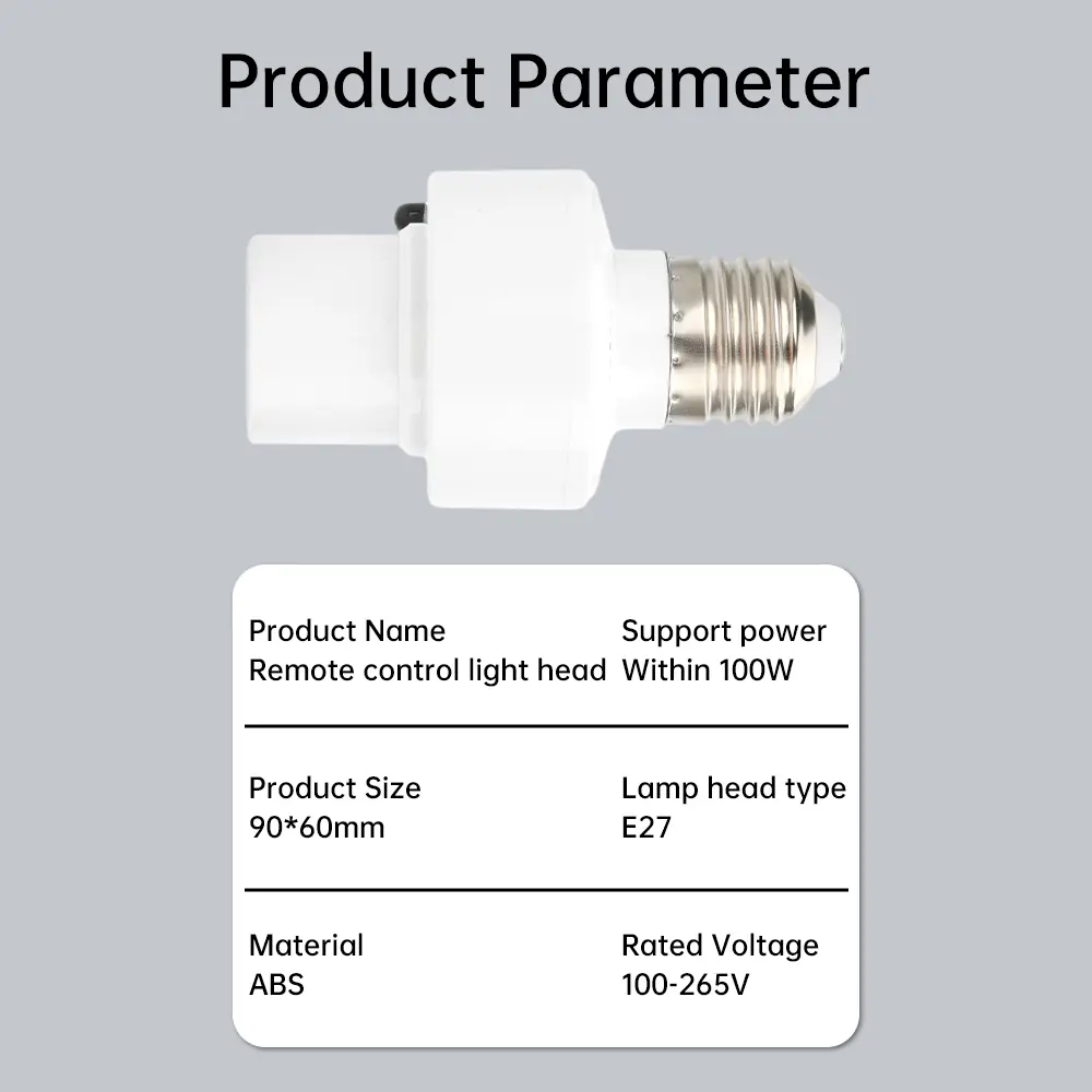 AC85~265V 100W E27 Lamp Holder Wireless Remote Control Lamp Socket 5-60min Timing With Remote Control