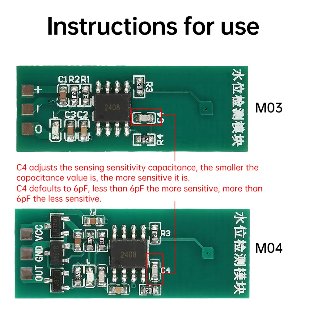 M03 M04 Water Level Detection Module Sensor Green Non-contact Level Touch Switch Liquid Sensor