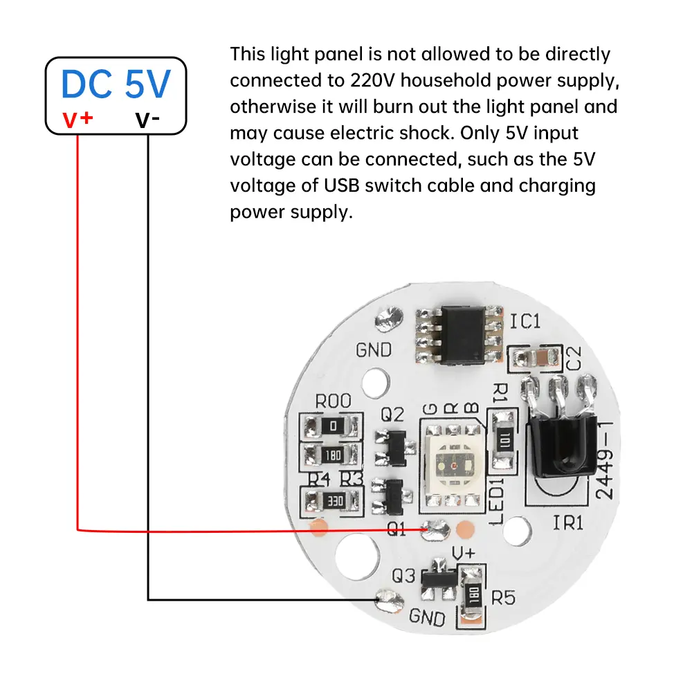 DC 5V RGB Lights Remote Control Module Kit 1.5W 5050 RGB Light Module 24 Keys Infrared Remote Controller