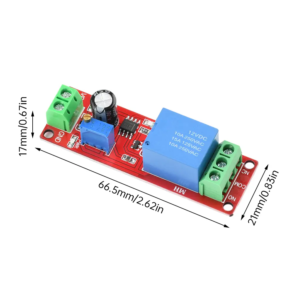 DC5/12V Relay Switch Delayed Disconnect/Close Relay Switch 1~10S Time Adjustable NE555 Switch Module