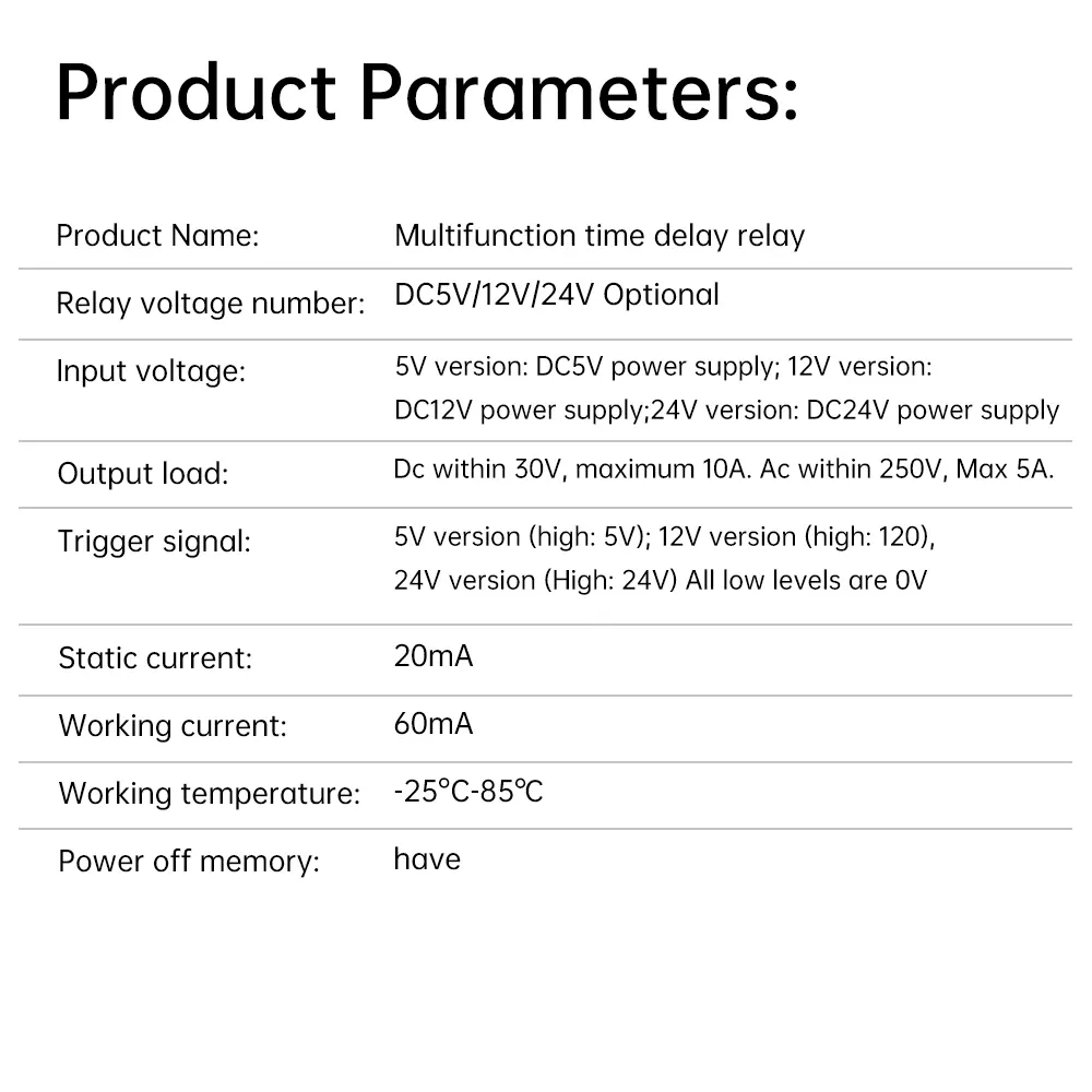 Multifunction Delay Relay Timer Switch Time Relay Switch 0.1S~999Min Adjustable LED Display For Water Pump Control Motor Control