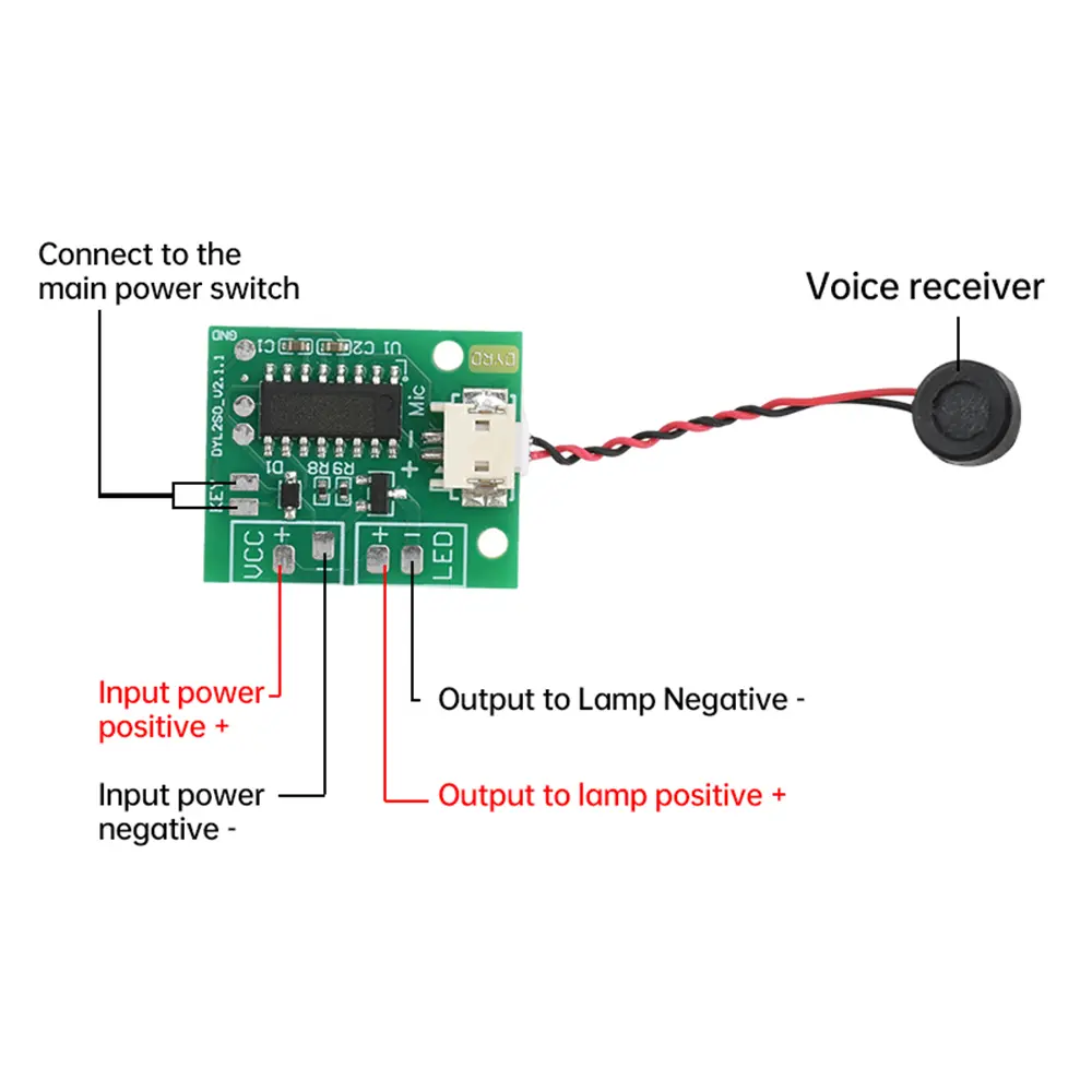 DC 3.7-5V Monochrome Lamp Switch Dimming Timing Control Module 5m Voice Control Switch Module For 5w LED Lights English