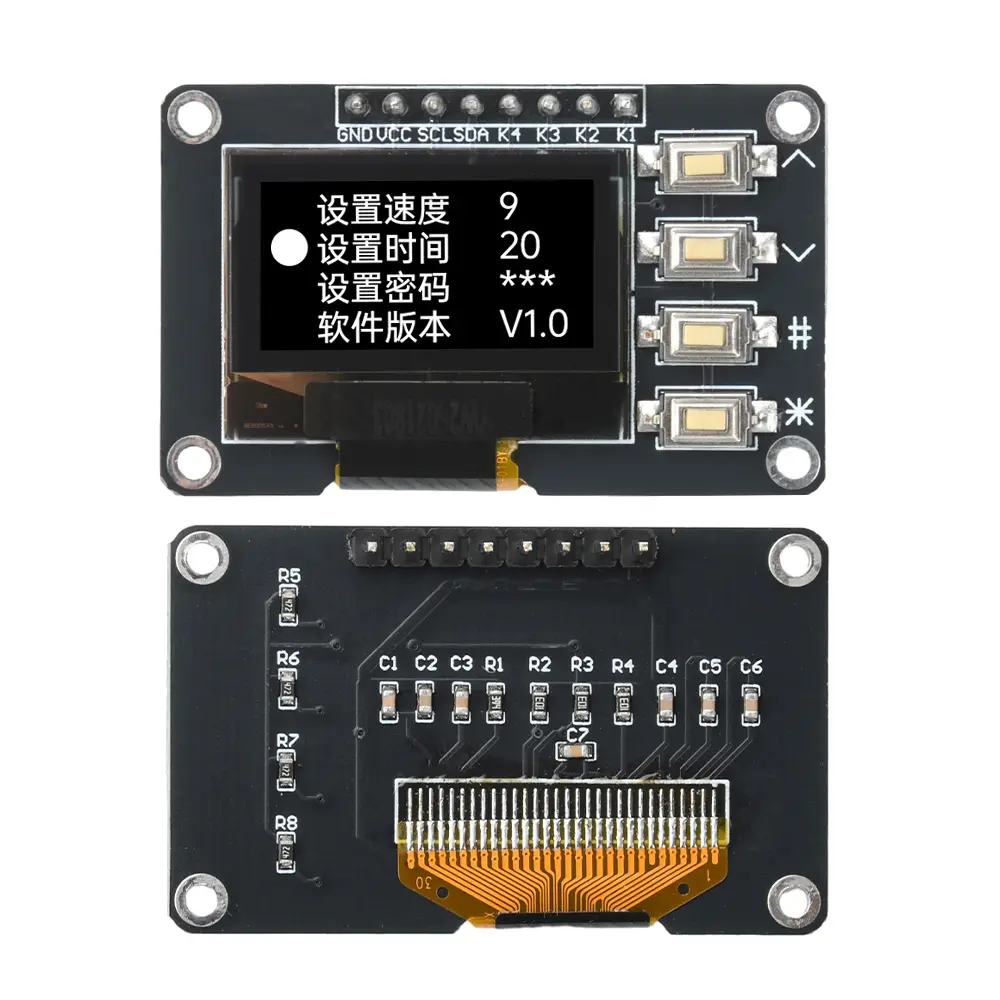 NEW product 0.96 inch OLED IIC White/YELLOW BLUE/BLUE 12864 OLED Display with 4x4 key I2C SSD1315 LCD Screen Board for Arduino