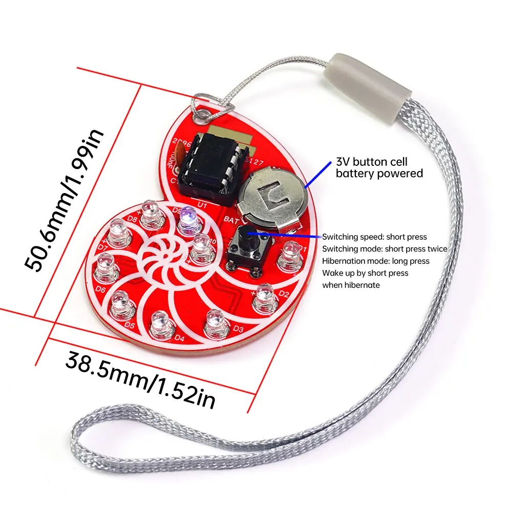 Snail Shape Led Flow Light 7 Color 6 Modes Diy LED Kit Electronic Welding Practice Parts