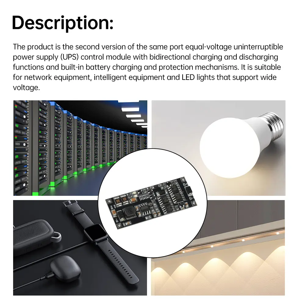 DC 12V/15V 50W 4A UPS Module Bidirectional Charging Discharging with 2S 3S Battery Charging Protection Function