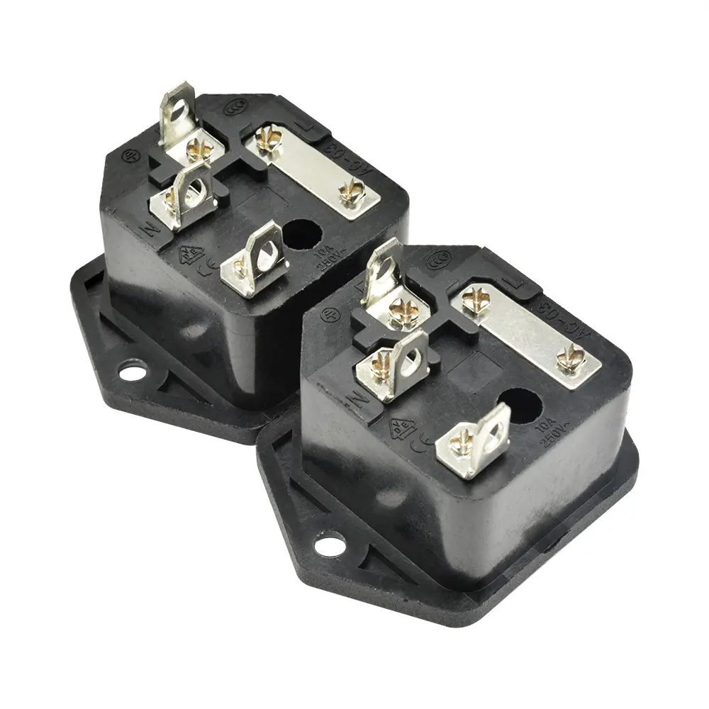 5pcs Screw Fixed AC Power Socket 10A/250V 3-pins Female Socket