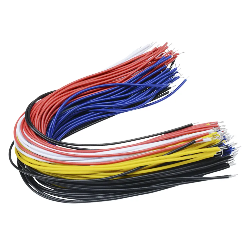 100Pcs Double Head Tinned Wire 20CM 26 AWG 5 Colors PCB Solder Cable Breadboard Cable