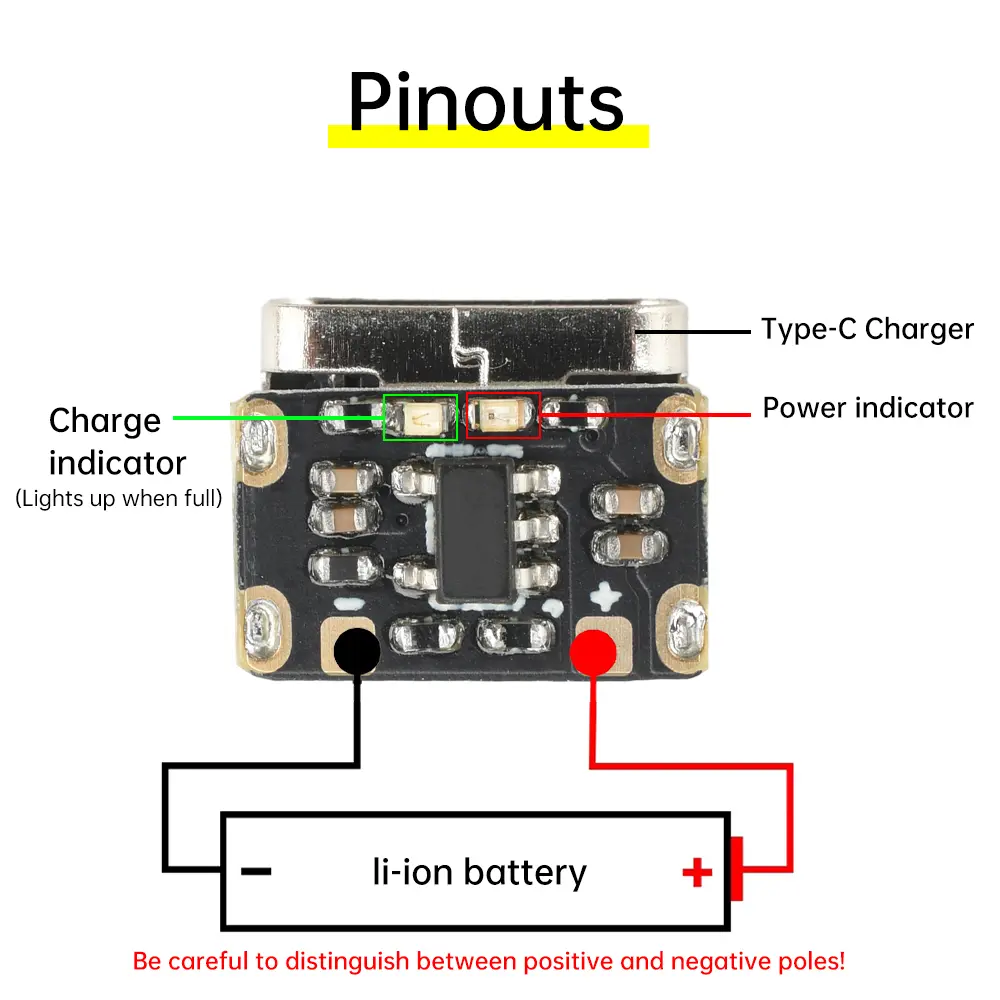 Miniature 18650 Lithium Battery Charging Module Constant Voltage / Current Charging Protection Board Type-C Interface