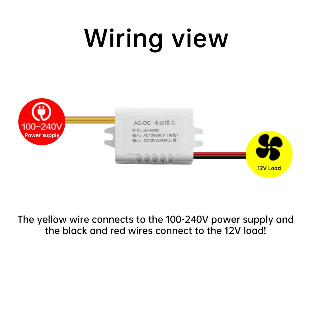 AC-DC DC Switch Power Module AC110-220V To DC12V 250mA Power Adapter For Low Power Electronic Devices