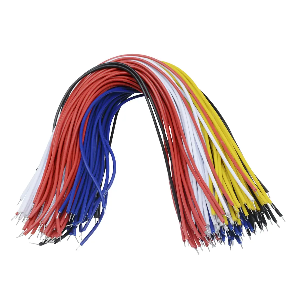100Pcs Double Head Tinned Wire 20CM 26 AWG 5 Colors PCB Solder Cable Breadboard Cable