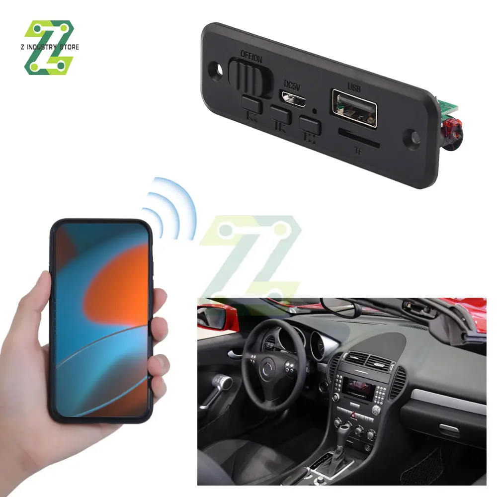 5V Bluetooth 5.0 MP3 Player Decoder Board Car FM Radio Module 2*3W 6W Amplifier Support FM TF USB Handsfree Call