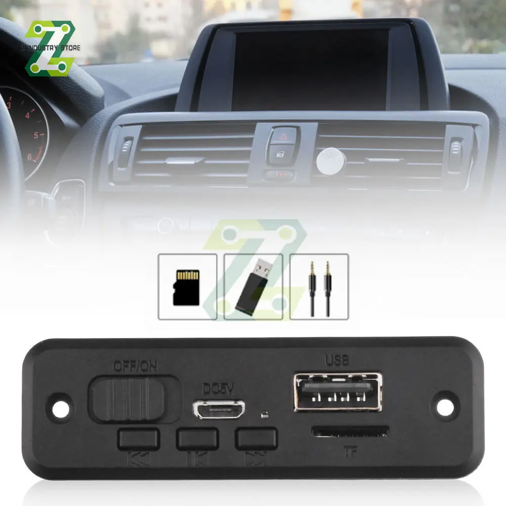 5V Bluetooth 5.0 MP3 Player Decoder Board Car FM Radio Module 2*3W 6W Amplifier Support FM TF USB Handsfree Call