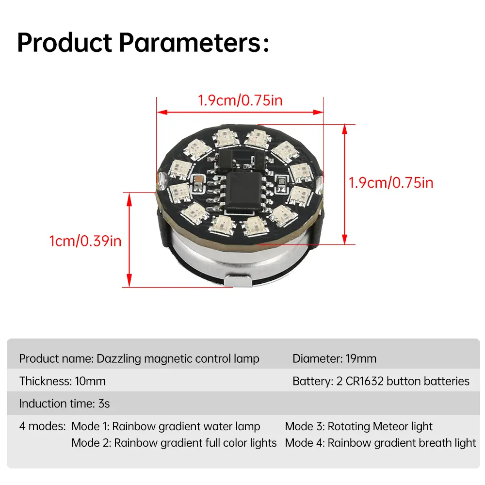 Mini Magnetic Control Wireless LED Light Colorful Breathe/gradient/rotate/flowing Lights LED Module with Magnet