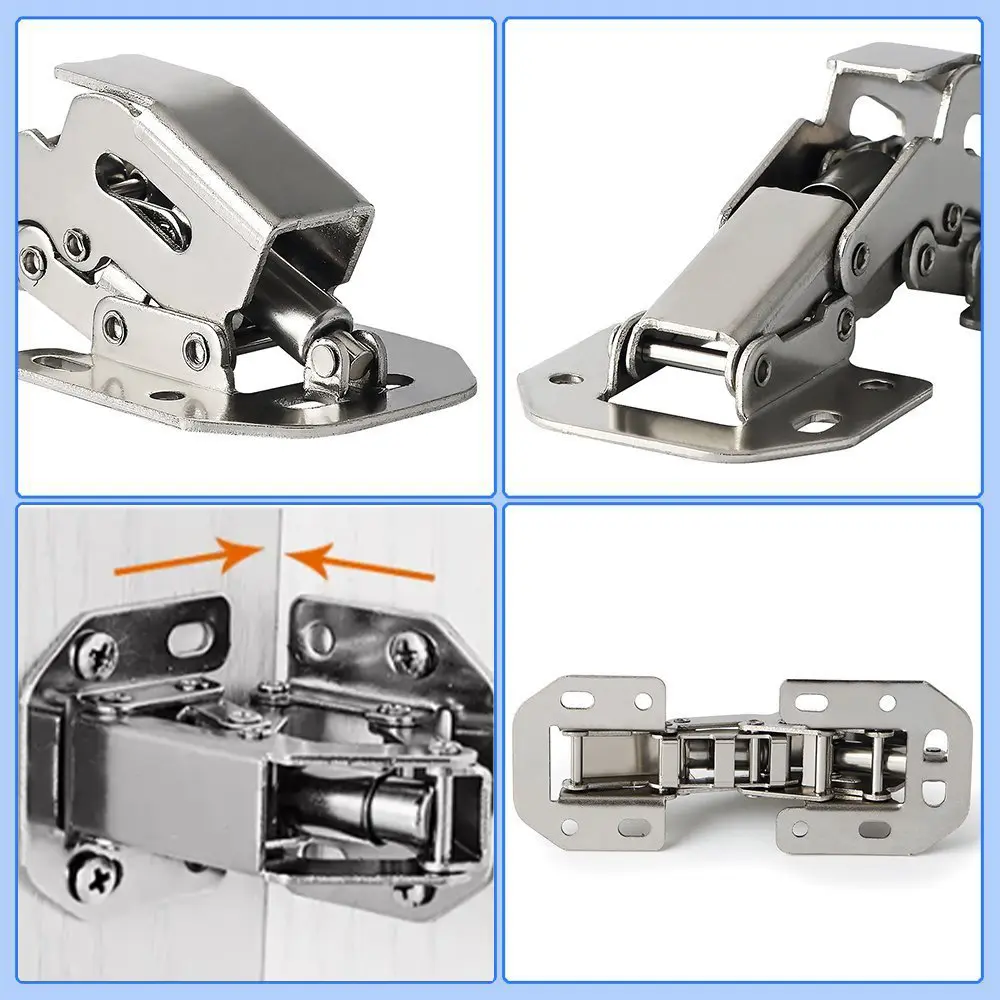 Cabinet Hinge 90 Degree No-Drilling Hole Cupboard Door Hydraulic Hinges Soft Close With Screws Furniture Hardware