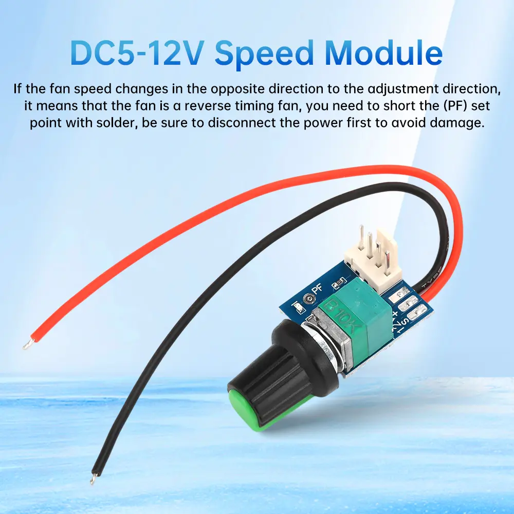 DC5-12V Manual Four-Wire PWM Fan Speed Controller With Knob Switch Case Fan Motor Governor Module with 3P Cable