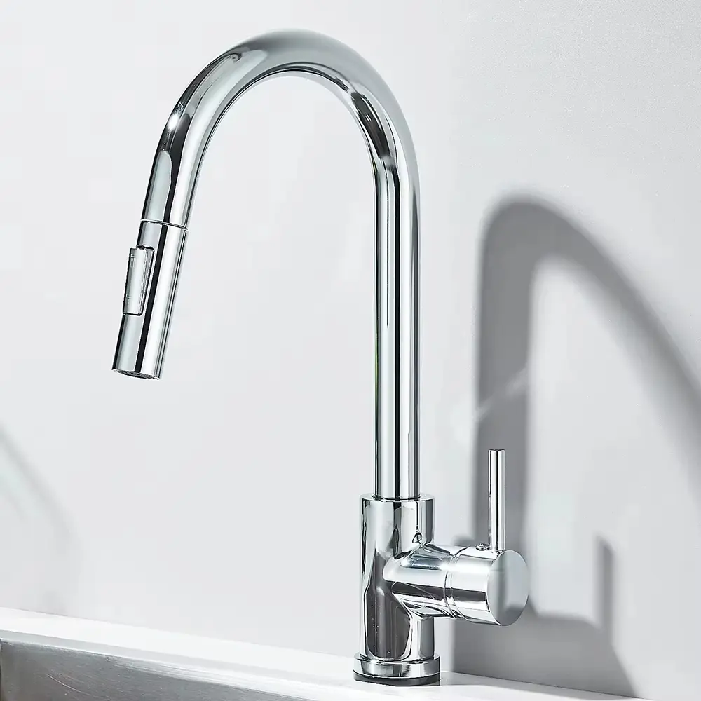Grifo de cocina extraíble cromado 304, mezclador para fregadero, boquilla rociadora de una sola manija, grifo mezclador