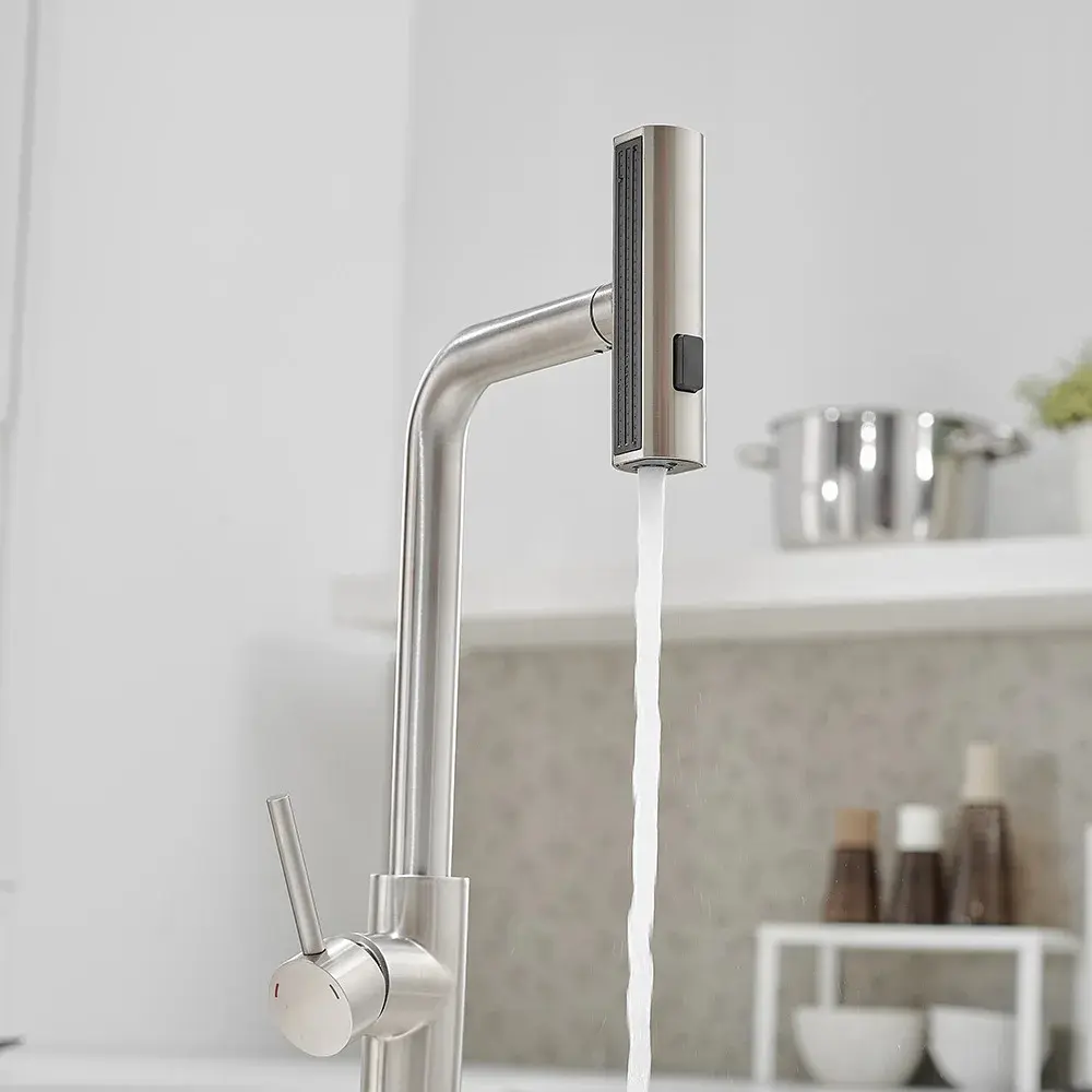 Universal 3 Modes Waterfall Kitchen Faucet 360° Hot and Cold Water Single Hole Deck Mount Sink Faucet Stainless Steel with Swive