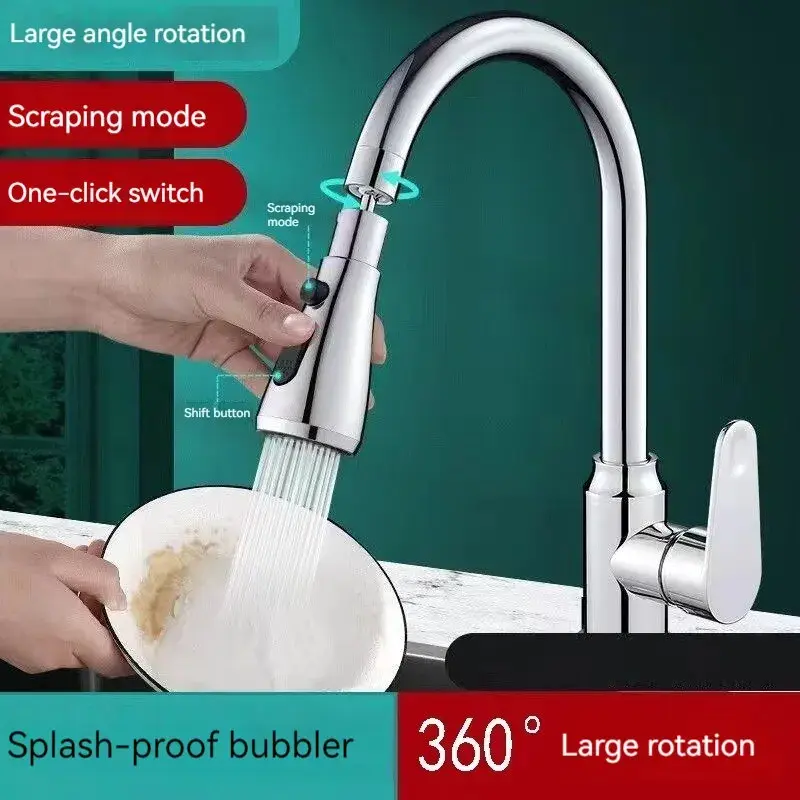 1pc Faucet Extender Metal Alloy,Three Modes,Head Water Saver Home Extended Shower Spray Filte