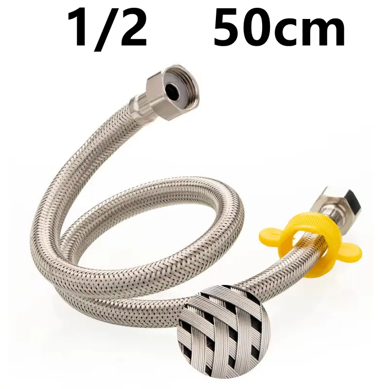 1/2 inch hot and cold water faucet inlet hose 304 stainless steel faucet braided water pipe water heater metal hose