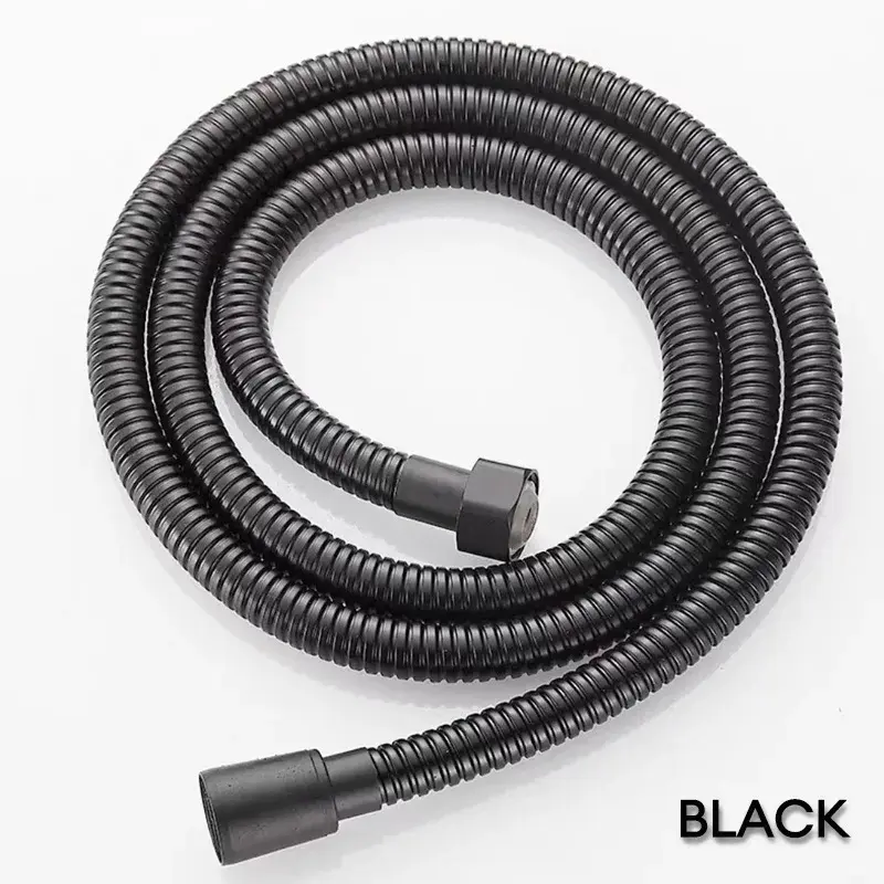 Black/Chrome Stainless Steel Flexible Shower Hose Bathroom Accessories Shower Pipe High Strength Hot and Cold Hose