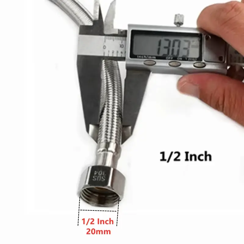 1pcs 1/2 inch 304 stainless steel braided hose hot and cold water pipe toilet faucet connection pipe garden water connection