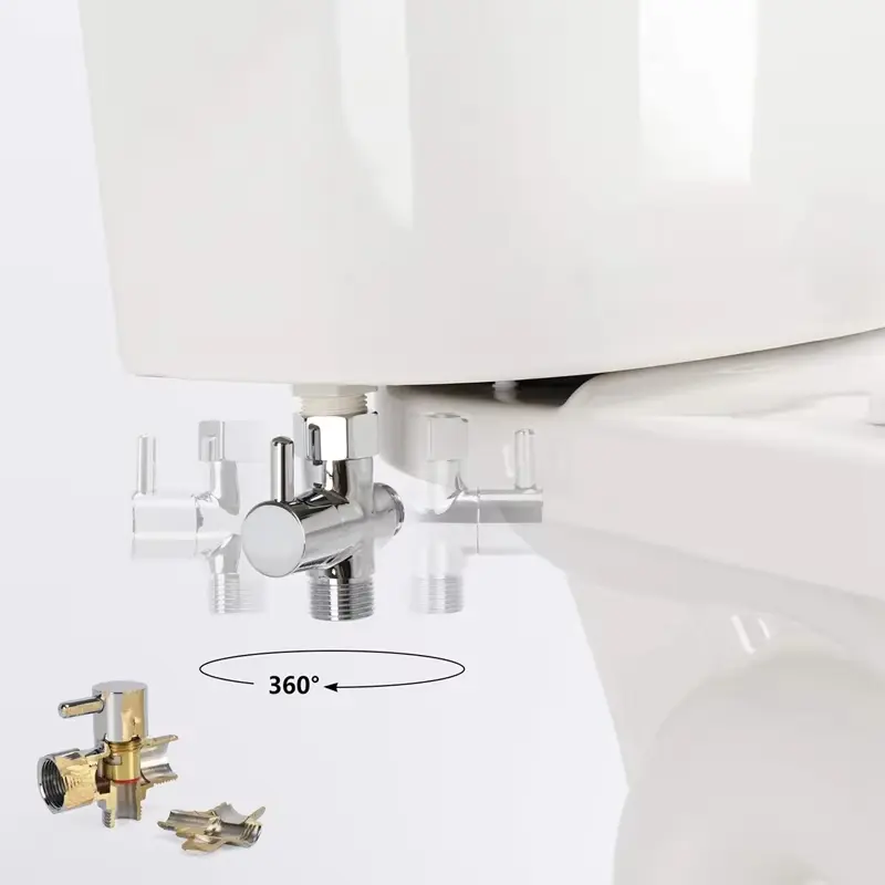 G1/2 inch three-way diverter valve T-type adapter converter brass valve water diverter for bathroom shower faucet head