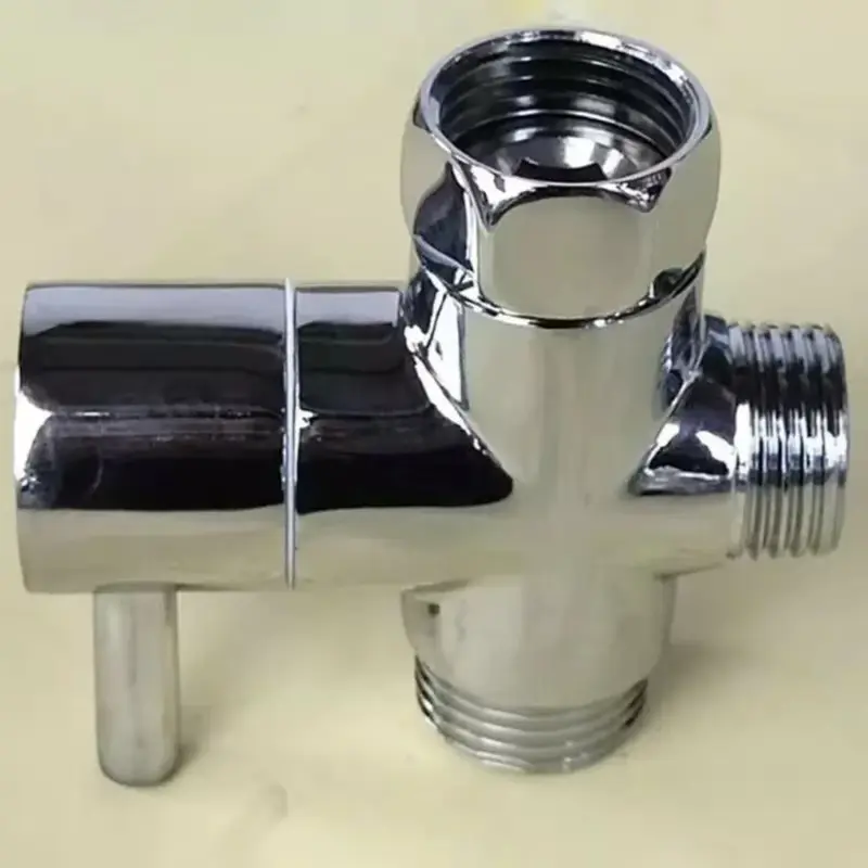 G1/2 inch three-way diverter valve T-type adapter converter brass valve water diverter for bathroom shower faucet head