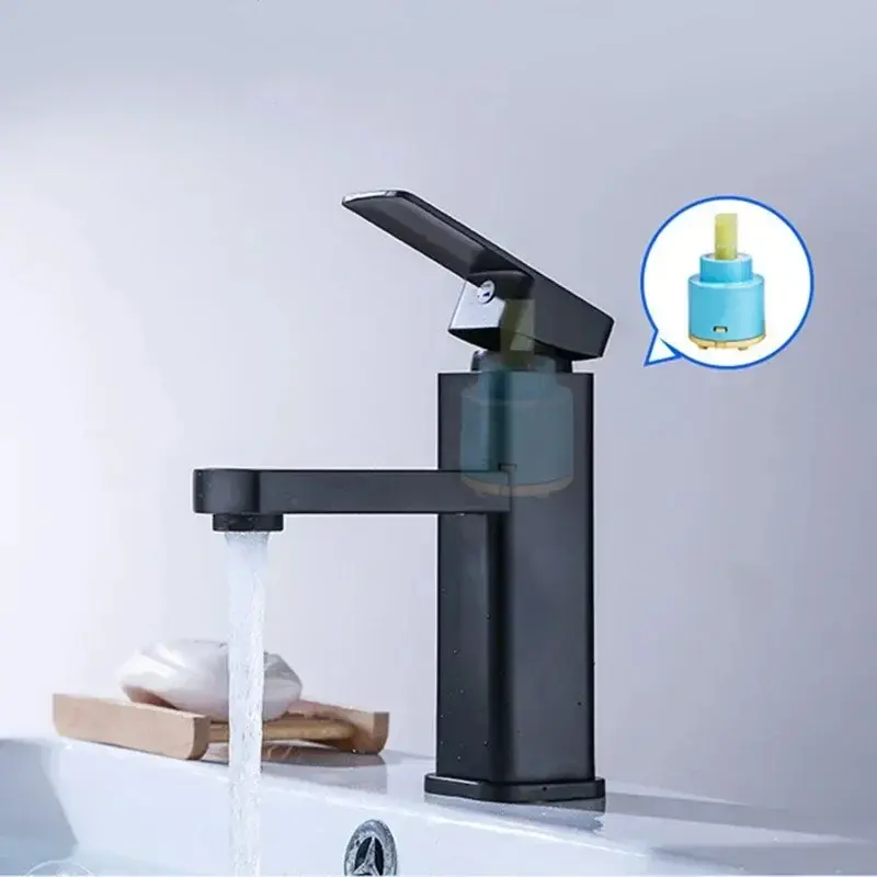 Black/Chrome Bathroom Faucets Hot and Cold Mixer Faucets Vanity Bathroom Kitchen Deck Mounted Bathroom Sink Faucets