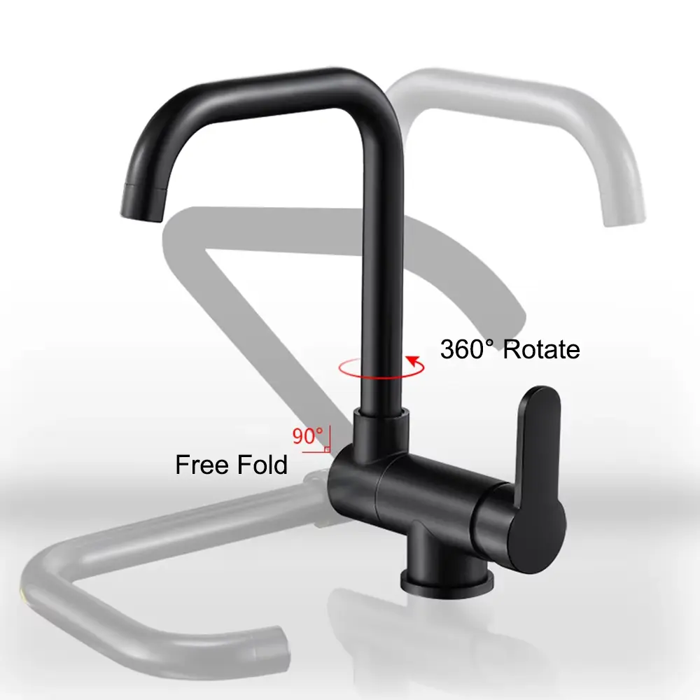 Window front kitchen faucet 360° foldable mixer tap 2 spray modes Foldable single handle sink accessories