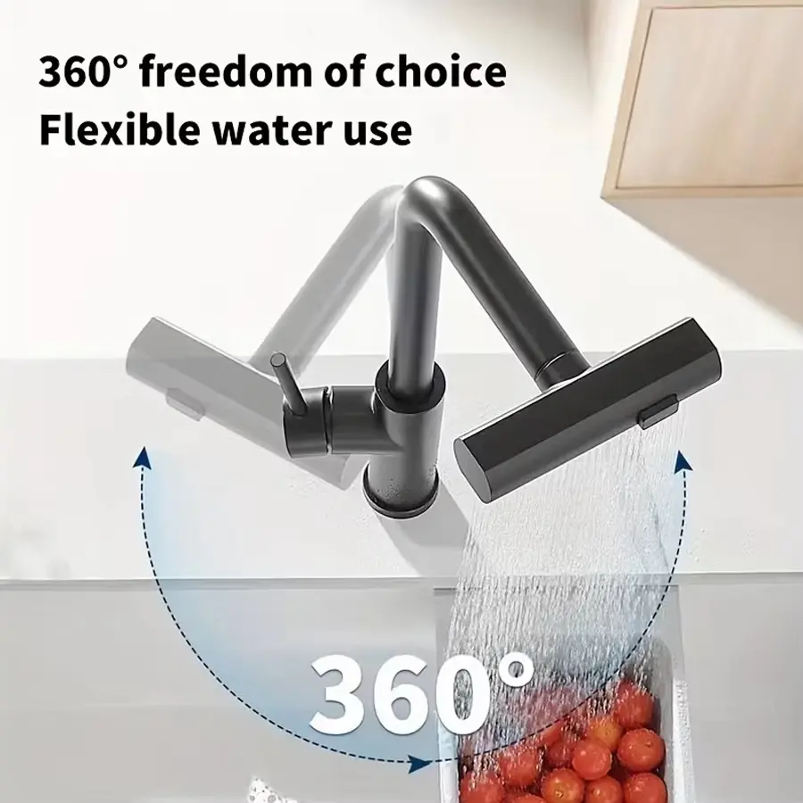 Grifo de cocina con rociador extraíble, grifo para fregadero de cocina en cascada, grifo de cocina comercial de acero inoxidable
