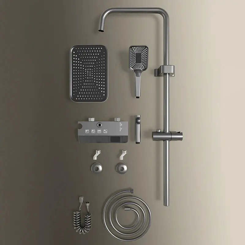 Bathroom Shower Set with LED Display Piano Keys Bath Shower Rain Shower Complete Bathroom Accessories