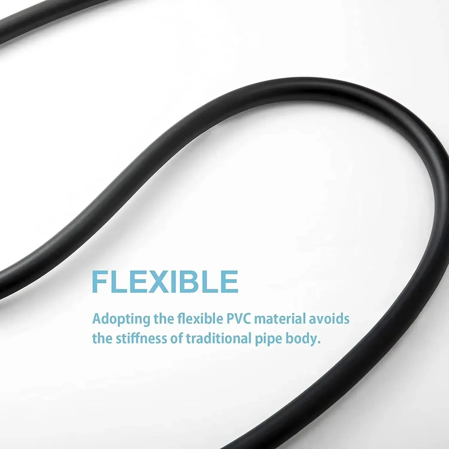 Black PVC Flexible Shower Hose, Extended Bathroom Shower Hose Extension Tube, Water Hose, Bathroom Accessories, 1.5m