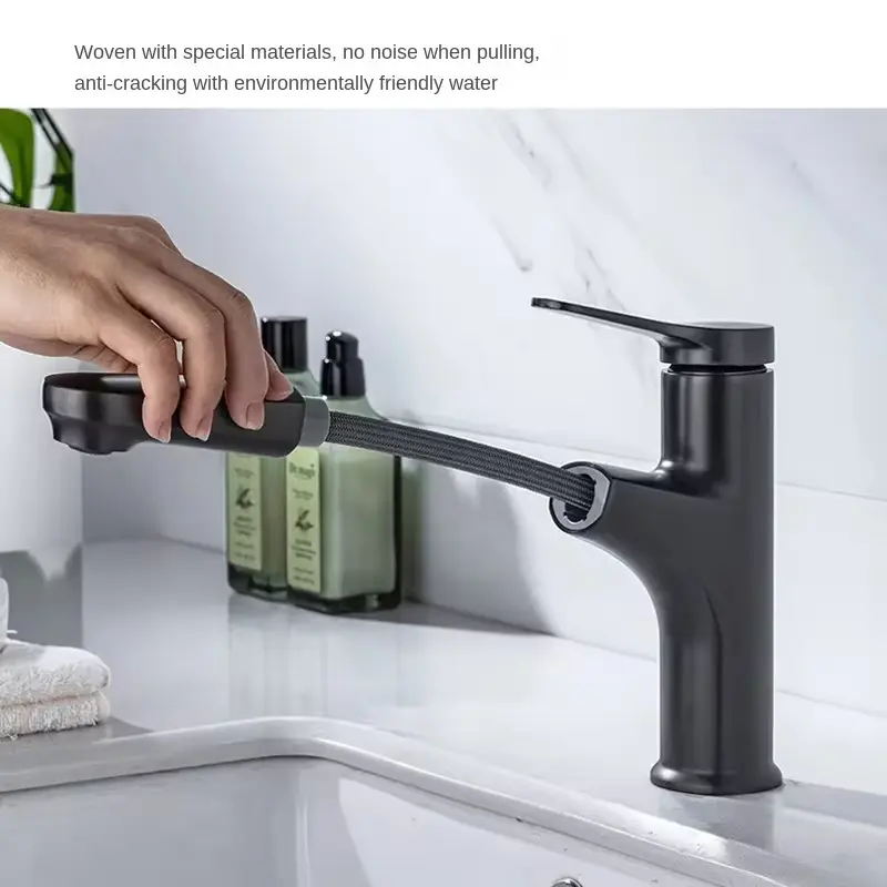 Hot and cold water faucet brass valve body multifunctional pull-out basin faucet single handle sink faucet bathroom accessories