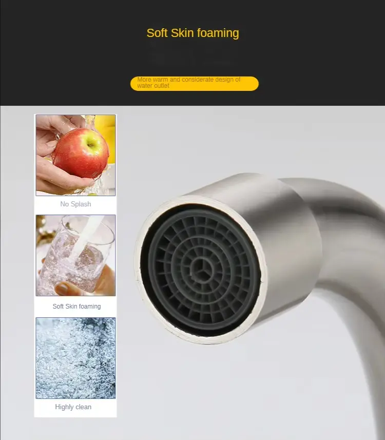 304 Stainless Steel Wall Mount Kitchen Faucet Mixer Kitchen Sink Faucet 360 Degree Free Rotation Hose Double Hole Faucet