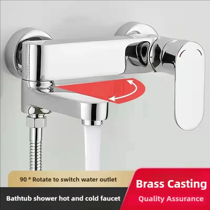 Grifo de bañera ajustable gris/plateado, grifo de ducha de pared con válvula mezcladora de agua caliente y fría, accesorios de d
