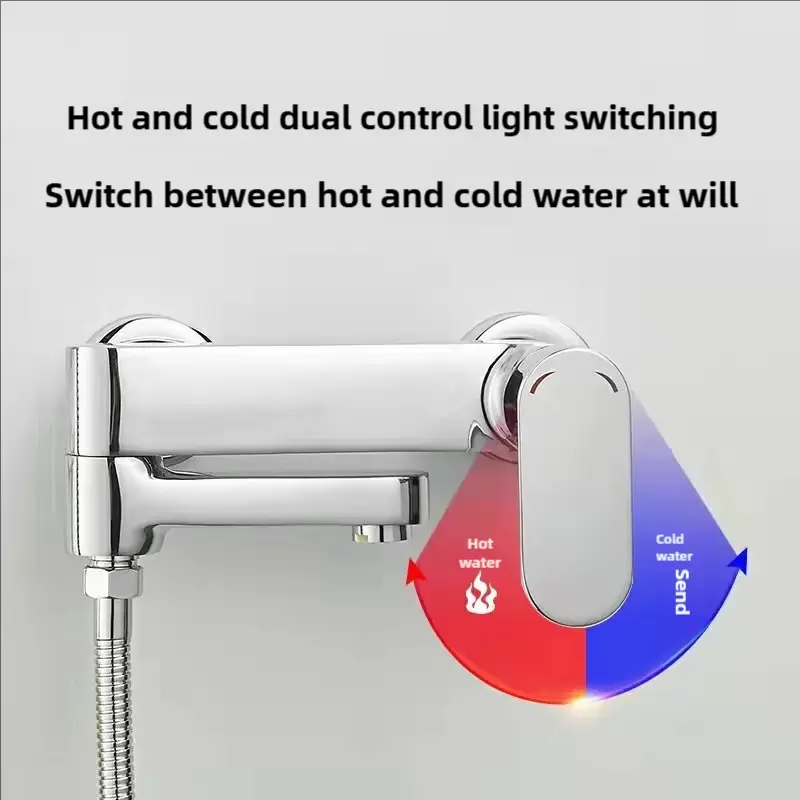 Grifo de bañera ajustable gris/plateado, grifo de ducha de pared con válvula mezcladora de agua caliente y fría, accesorios de d