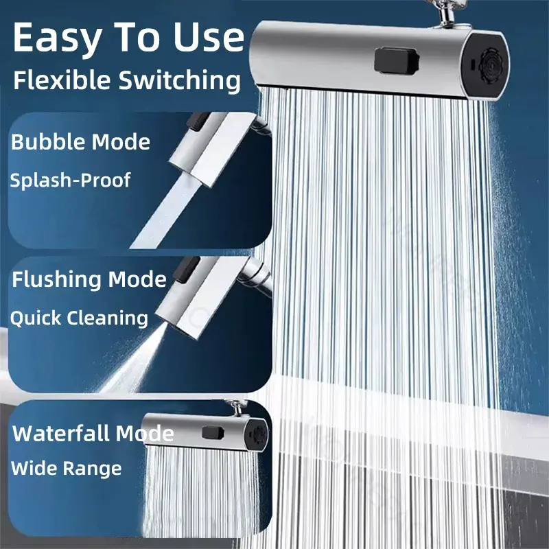 Feiyu Three Level Waterfall Universal Faucet Extension Device Vegetable Washing Splash Proof Device Rotatable Universal Jointbox