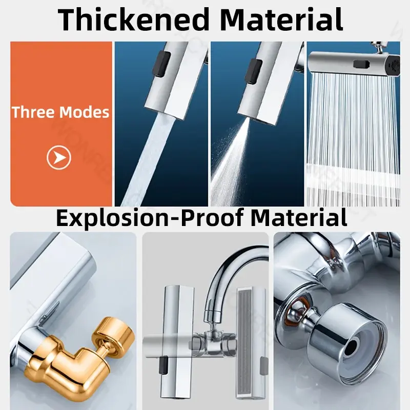Feiyu Three Level Waterfall Universal Faucet Extension Device Vegetable Washing Splash Proof Device Rotatable Universal Jointbox