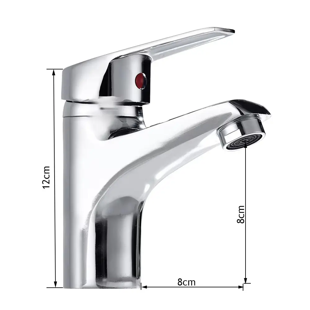 Chrome Bathroom Basin Faucet Single Hole Deck Mount Mixer Faucet Kitchen Sink Hot and Cold Water Faucet with G1/2 Hose