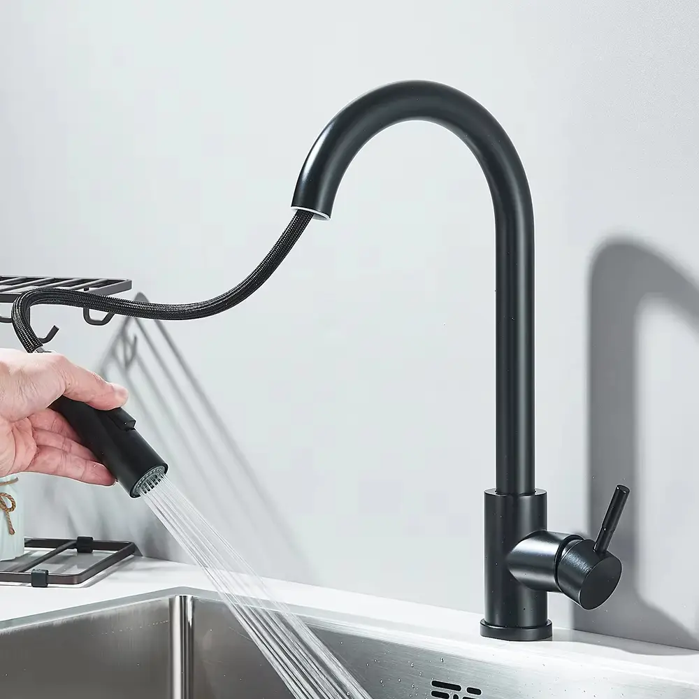 2025 New Chrome Kitchen Faucet, Deck Mount Pull-Out Spout Kitchen Sink Mixer Faucet, Single Handle Spray Spout, Mixer Faucet