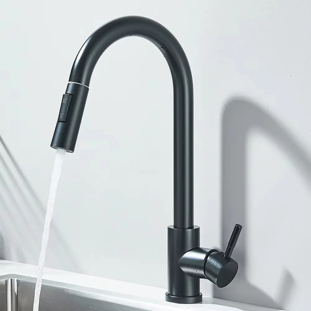 2025 New Chrome Kitchen Faucet, Deck Mount Pull-Out Spout Kitchen Sink Mixer Faucet, Single Handle Spray Spout, Mixer Faucet