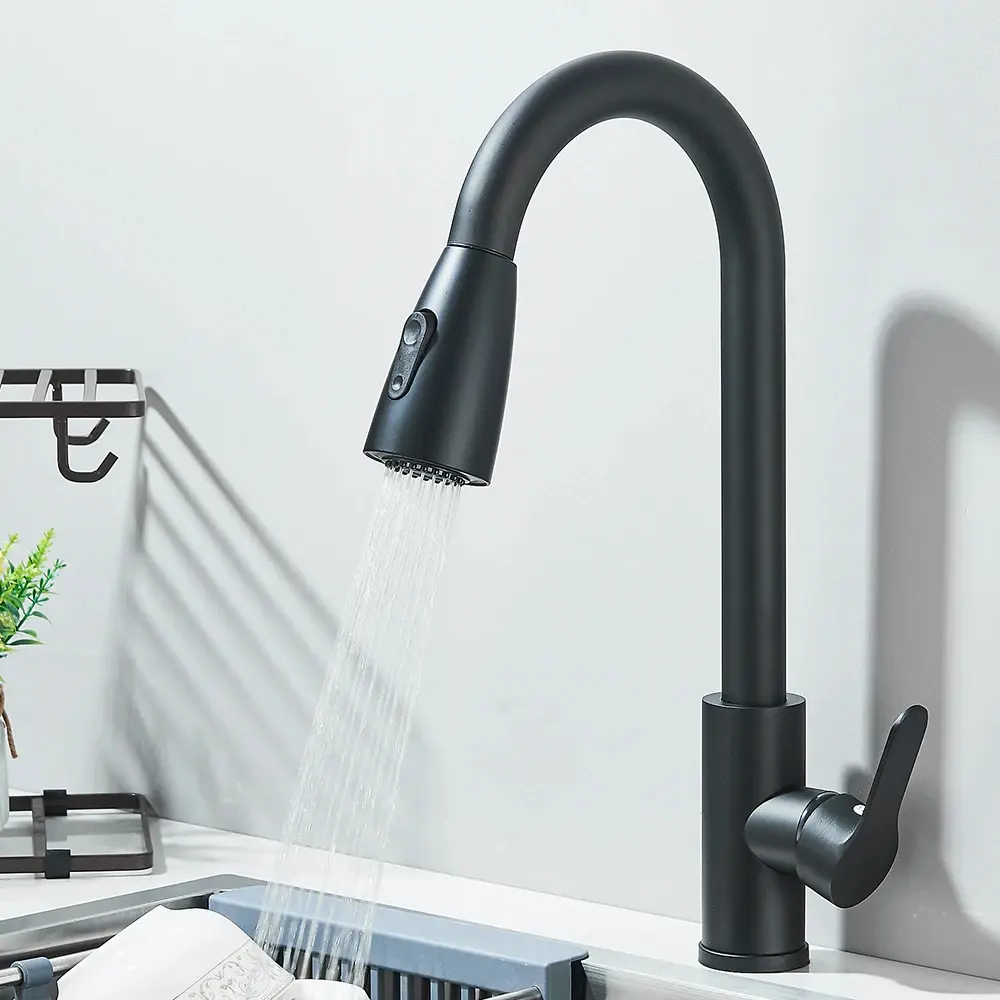 Grifos de fregadero de cocina, grifo de agua extraíble de acero inoxidable para fregadero de cocina, mezclador montado en cubier