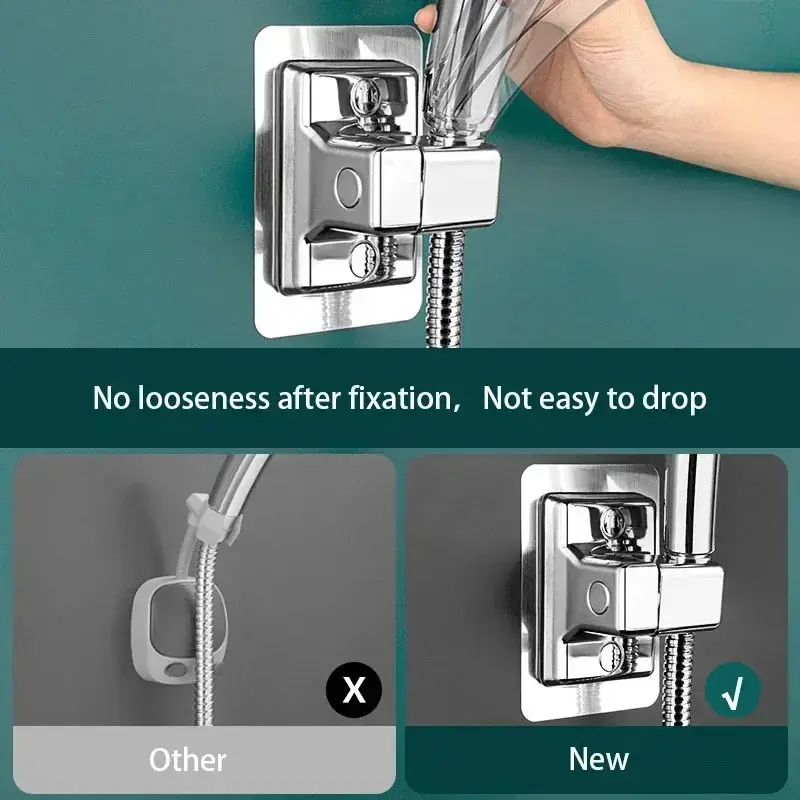 Universal Shower Head Holder Adjustable Wall Mounted Shower Holder Self-Adhesive Showerhead Handheld Bracket Bathroom Accessory