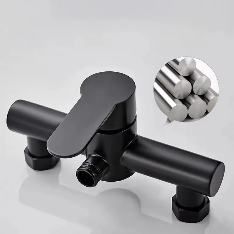 304 Stainless Steel Bathroom Shower Faucet Wall Mounted Triple Tub Faucet Hot and Cold Water Mixing Valve Faucet with G1/2 Inch