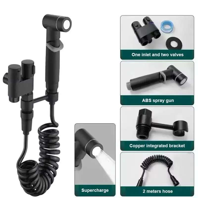 2025 new all-copper handheld toilet sprayer, bidet faucet, shower head, sanitary shower toilet faucet, double outlet bidet