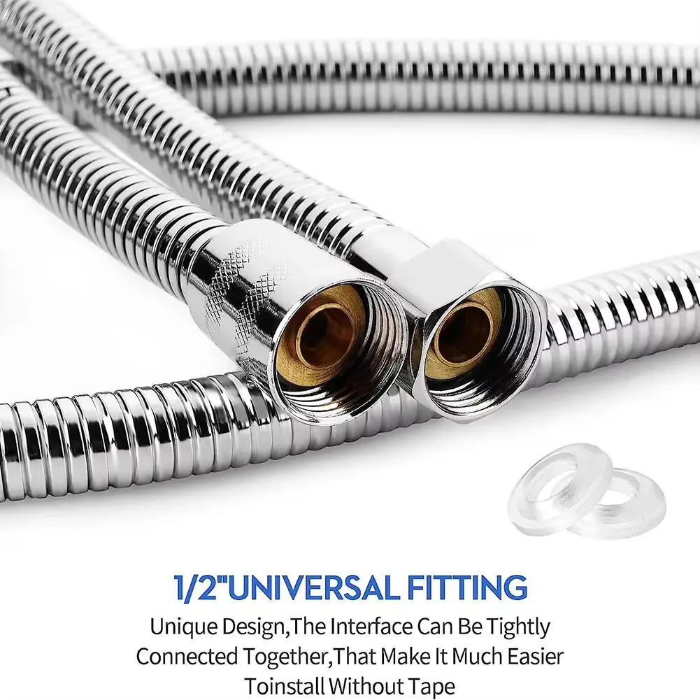 1pcs 1.5M Stainless Steel Hose Extension Tube Bathroom Shower Extension Tube Explosion Proof Water Pipe Bathroom Accessories
