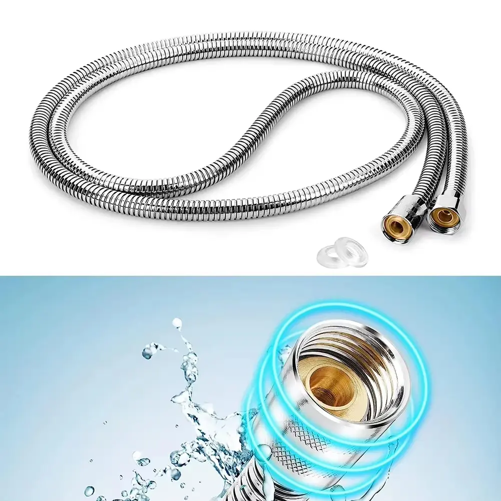 1pcs 1.5M Stainless Steel Hose Extension Tube Bathroom Shower Extension Tube Explosion Proof Water Pipe Bathroom Accessories