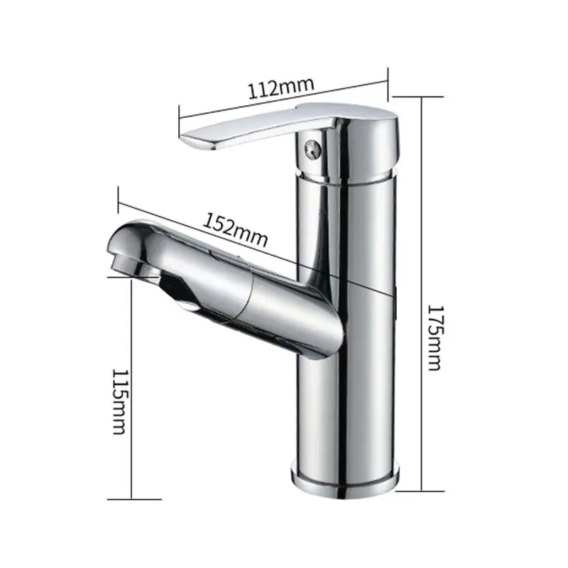 Single handle pull-out bathroom sink faucet hot and cold water countertop installation water use mode